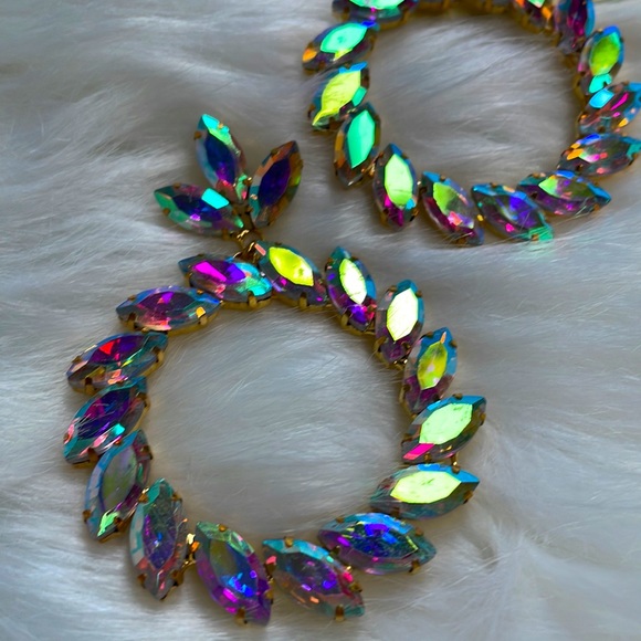 Jewelry - Gold Multicolour open circle earrings